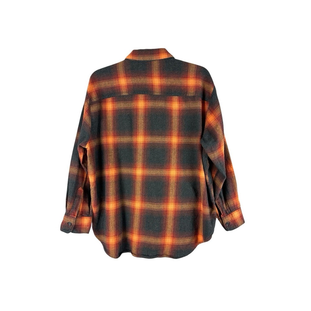 Old Navy Evermore Taylor Swift Sz L Flannel Boyfriend Shirt Orange Plaid Womens - Picture 5 of 7